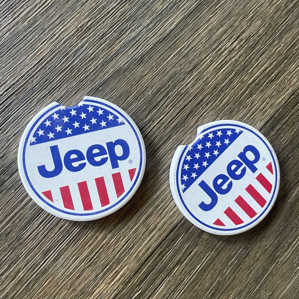 Jeep- Ceramic American Flag- Car Coasters